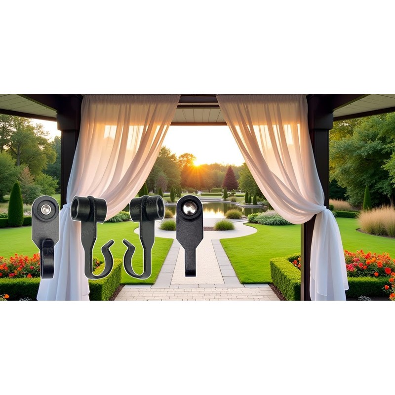 Steel Metal Slide Curtain Track Hooks with Wheels for Gazebo