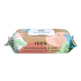 Eco Wave Hypoallergenic Plant-Based Pet Wipes, Dog and Cat Grooming Wipes for Face, Ears, Body, Butt, and Paws, Fragrance Free, Compostable, 100 Count
