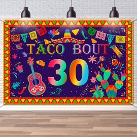 Taco Bout 30 Backdrop 30 Fiesta Mexican Cactus Birthday Banner Happy 30th Birthday Background Banner Photo Props Supplies for Men Women 6x4 ft
