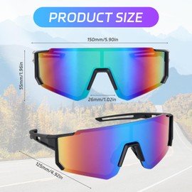 HIULLEN Fast Glasses Rave, Sports Sunglasses, Pack of 2 UV400 Polarised Cycling Glasses, Windproof Cycling Glasses, Sunglasses Cycling Glasses Men Women for MTB Road Bike Cycling Biking Ski Rave