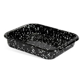 Speckled Enamel Roasting Pan, 29 cm, Black and White