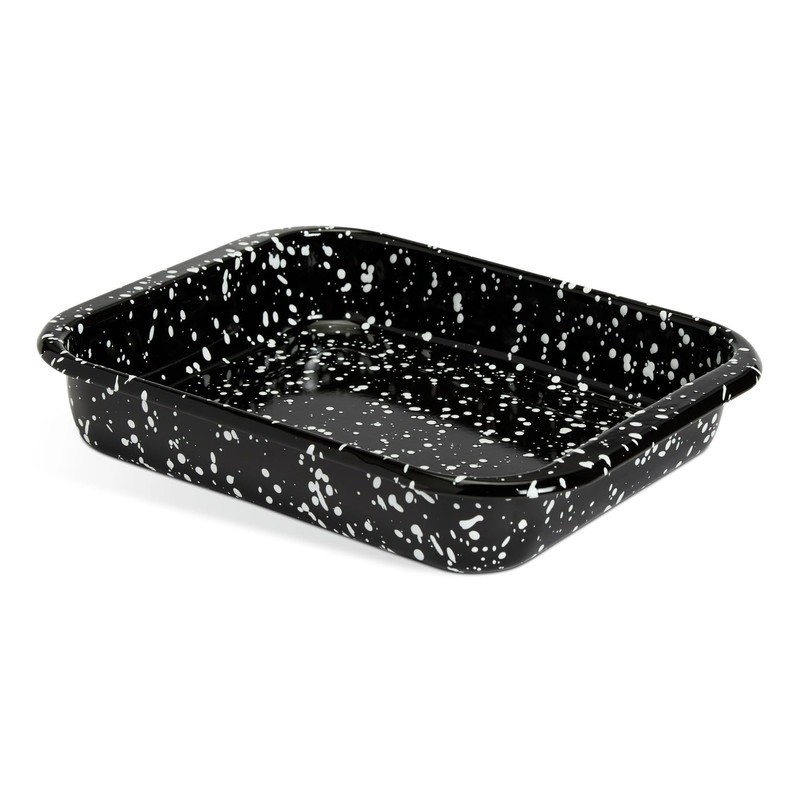 Speckled Enamel Roasting Pan, 29 cm, Black and White