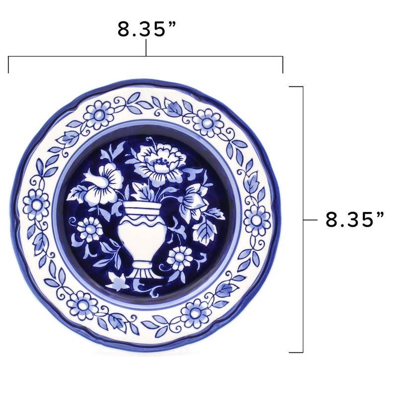 Euro Ceramica Blue Garden 16 Piece Oven Safe Hand Painted