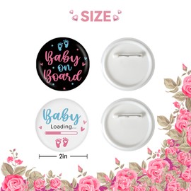 2 Pcs Baby on Board Button Pins, Gender Reveal Badge Pins, Baby Feet Gender Reveal Stain Brooch Button for Pregnancy Announcement Party Decorations