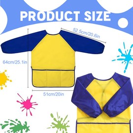 LKJAUOZ 1 Piece Painting Apron Children's Painting Coat for 7-11 Years Girls Boys Ink Coat Waterproof Painting Coat Craft Apron with Sleeves and Big Pockets for School Art Painting Cooking