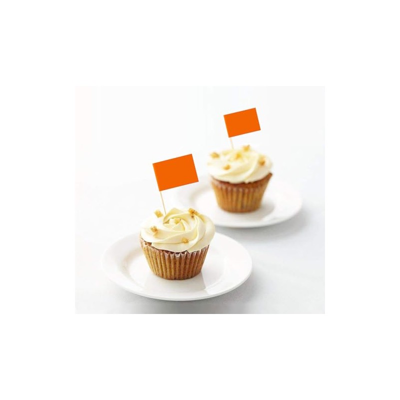 100 Pcs Orange Flag Blank Toothpick Flag Small Mini Labeling