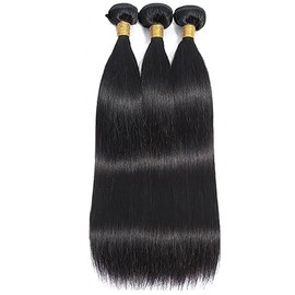 AiPliantfis Brazilian Hair Bundle Straight Human Hair Bundles for Sewing Real Hair Bundles 3 Bundles Double Weft Natural Black Bundles 20 22 24 Inches