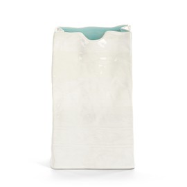 Demdaco Decorative Tabletop Flower Vase, 4 x 6 Inch Ceramic Stoneware, Blue Paperbag