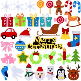 Felt Christmas Trees, Kids DIY Christmas Trees with 46pcs Detachable Ornaments,Christmas & New Year Door Wall Hanging Decorations,2023 New Christmas Tree Set for Kids