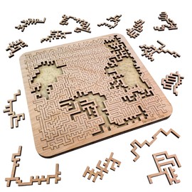 Mind Bending Wooden Jigsaw Puzzle | Aztec Labyrinth | Expert Level Difficult Puzzles for Adults | 50 Pieces | 11.3" x 11.3”