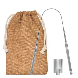 Y-Kelin 1 Pcs Stainless Steels Tongue Scraper with Storage Bag&Hook, Metal Tongue Scrapers for Adults,for Oral Care, Fresh Breath and Clean Tongue