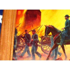 Framed Civil War Painting, Mort Kunstler, GENERAL SHERMAN, Burning of Atlanta