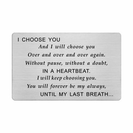 FALOGI Engraved Wallet Card for Men, I Choose You, Romantic Love Gifts for Him Husband, Groom Gifts On Wedding Day, Fathers Day Card for Fiance