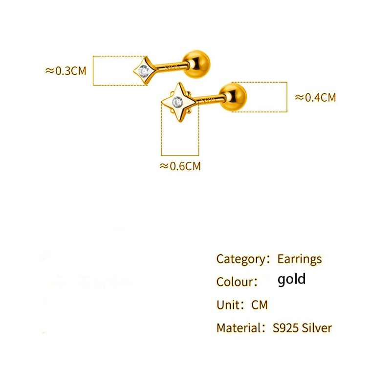 Kokoma 20g Tiny Star Sterling Silver Cartilage Stud Earrings for