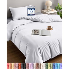Utopia Bedding Bed Linen 135 x 200 cm Set, Microfibre Duvet Cover 135 x 200 cm + 1 Pillowcase 50 x 75 cm, White