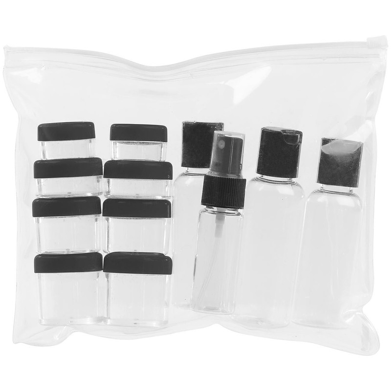 Sichler Beauty Zip pocket with 12 cosmetic containers for flight