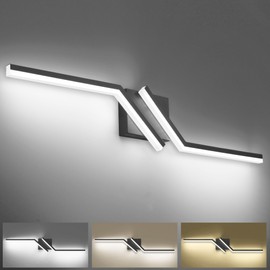 ZUZITO Black Bathroom Vanity Light 32in, Modern LED 3CCT Dimmable 24W Bathroom Lighting Fixtures Over Mirror, 3000K/4500K/6000K 3 Color Adjustable