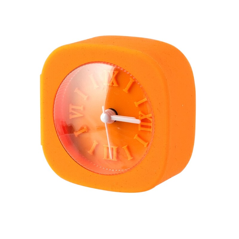 H&h Sveglia Quadrata in Gomma, 8 cm, Arancio