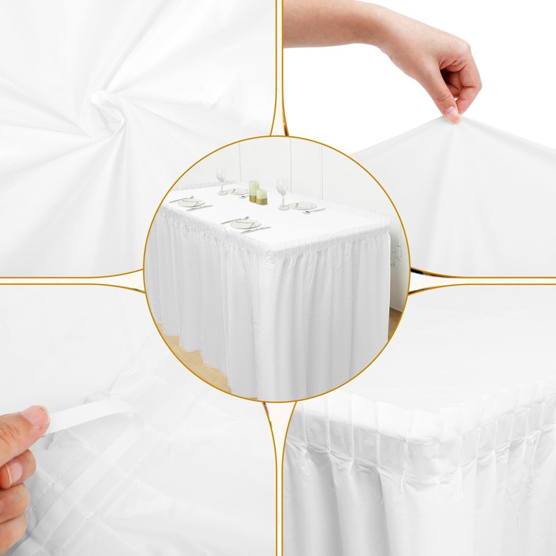 COCPOK 6 Pack Plastic Table Skirts and Table Cloths, 3Pcs