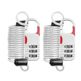 YAODHAOD Luggage Lock,TSA Approved Travel Lock,3 Digit Combination Padlock Spring Cable Lock (80cm) for School Gym Locker, Helmet, Gate, Fence, Luggage,Suitcases (2PCS) (Silver)