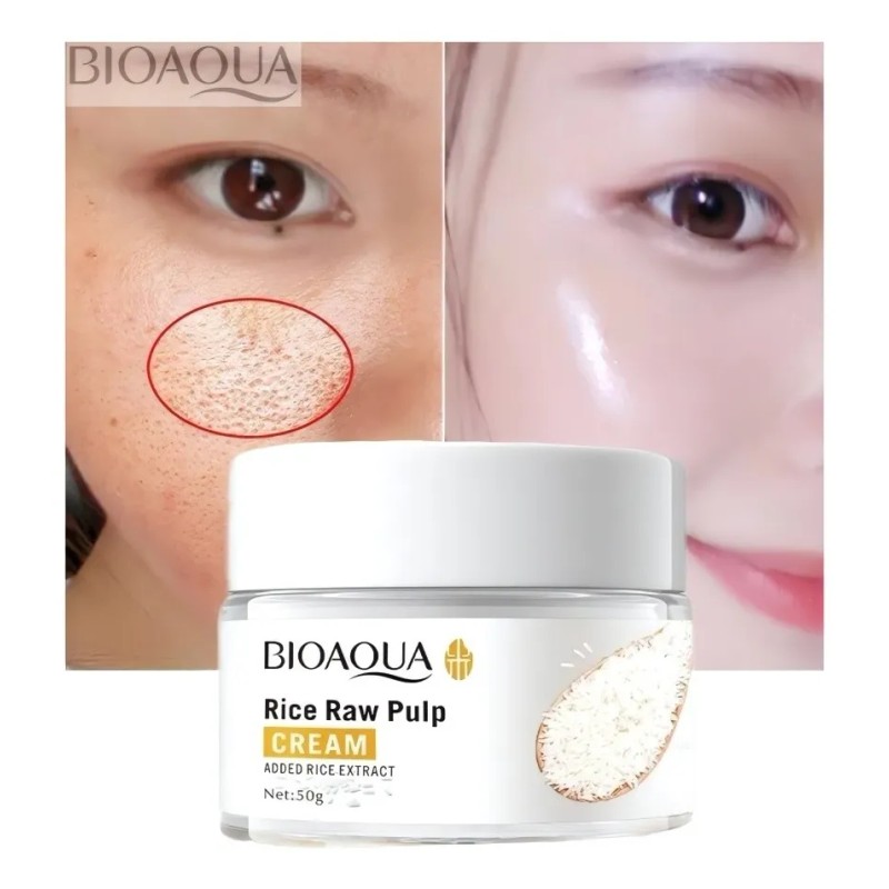 Bioaqua Crema Facial Extracto Arroz Ácido Hialurónico Reduce Manchas Poros