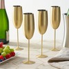 Oak & Steel - 4 Stainless Steel Champagne Flutes with