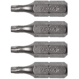 VEGA T6 TORX Security Bits. Professional Grade ¼ Inch Hex Shank TORX T-6 S2 Steel 1" Security Bits. 125TT06A-4 (Pack of 4)