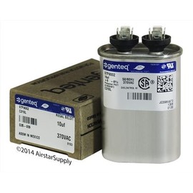 Packard POC10-10 uF MFD x 370 VAC Genteq Replacement Capacitor Oval # C310L / 97F9002