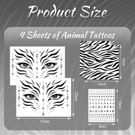 Zebra Face Tattoo, Temporary Tattoo, Zebra Costume for Halloween, Carnival