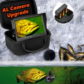 [FishPRO® 2026 Upgrade] Underwater Fishing Camera - [No Slide Off] 7'' Ice Fishing Camera Underwater 1200TVL w/Bracket,12pcs IR + 12pcs LED, 4,500mAh, Portable Fish Finder Ice Fish Gifts for Men, 65ft