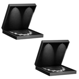 Allure - 2 Pack, Large Necklace Boxes With LED Light, Square Shaped, Elegant Diamond Necklace Case, For Unique Proposal, Engagement Or Wedding, 2 Pack, Black Velvet Interior Jewelry Display Gift Box.