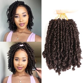 8 Packs Yanky Twist Crochet Braid Hair Pre-looped Bohemian Spring Twists Hair Pre-Twisted Mini Passion Twist Crochet Braids Synthetic Hair Extensions (#4, 8 Inch (Pack of 8))