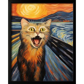 oulawote Funny Scream Cat Wall Art Decor Famous Art - Cute Preppy Cat Wall Art Picture Aesthetics Decor for Nursery Kids Bedroom Living Room Aesthetic (Size: 11'' x 14''x1pcs)