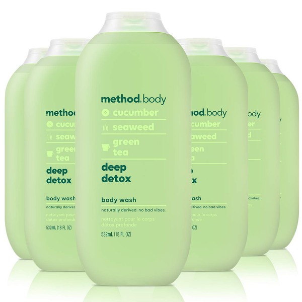 Method Body Wash, Deep Detox, 18 Fluid Ounce, Pack of 6