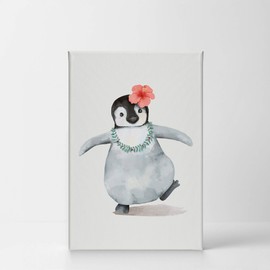 Smile Art Design Cute Animals Watercolor Paint Penguin Wall Decor CANVAS PRINT Kids Room Decor Wall Art Baby Room Decor Nursery Decor Ready to Hang Made in the USA- 17x11