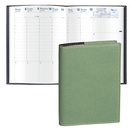 Quo Vadis 2024 Trinote - Weekly/Monthly Planner - 13 Months, Dec. to Dec. - 7 x 9 3/8" - Grained Faux Leather Club Sage - Productivity Appointment Planner