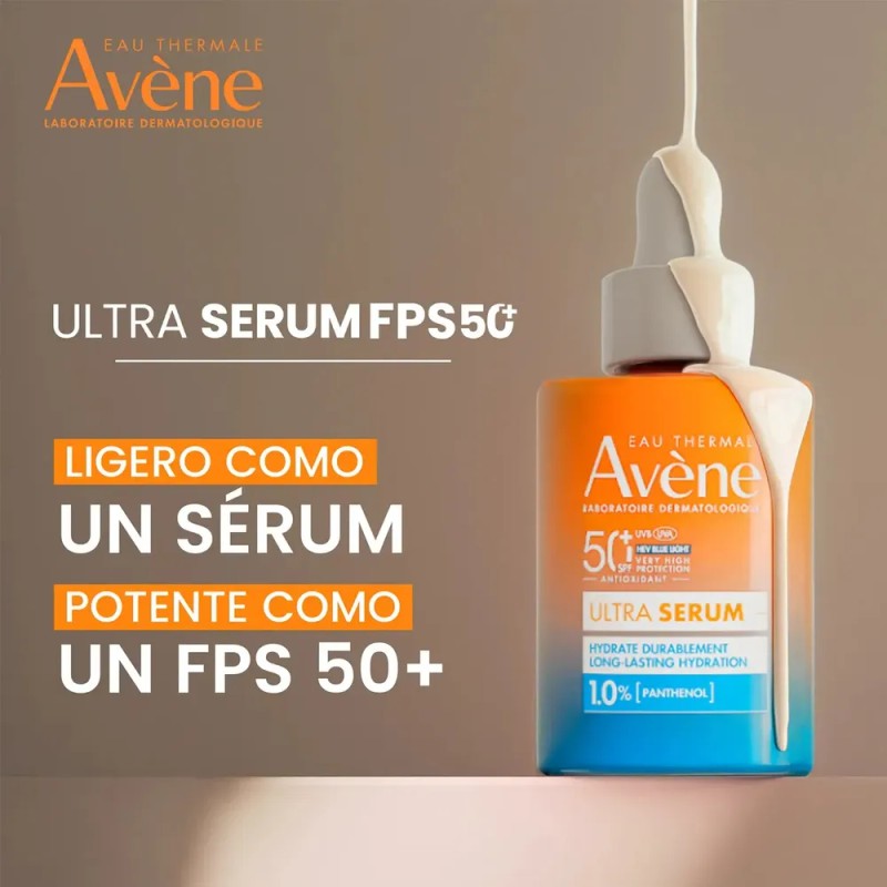 Protector Solar Facial Avène Ultra Serum FPS50+ Hidratación Duradera 30
