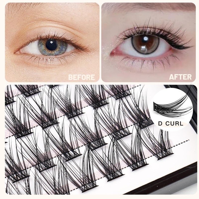 Bodermincer 84 Cluster D Curl Natural Style Eyelashes Professional Makeup