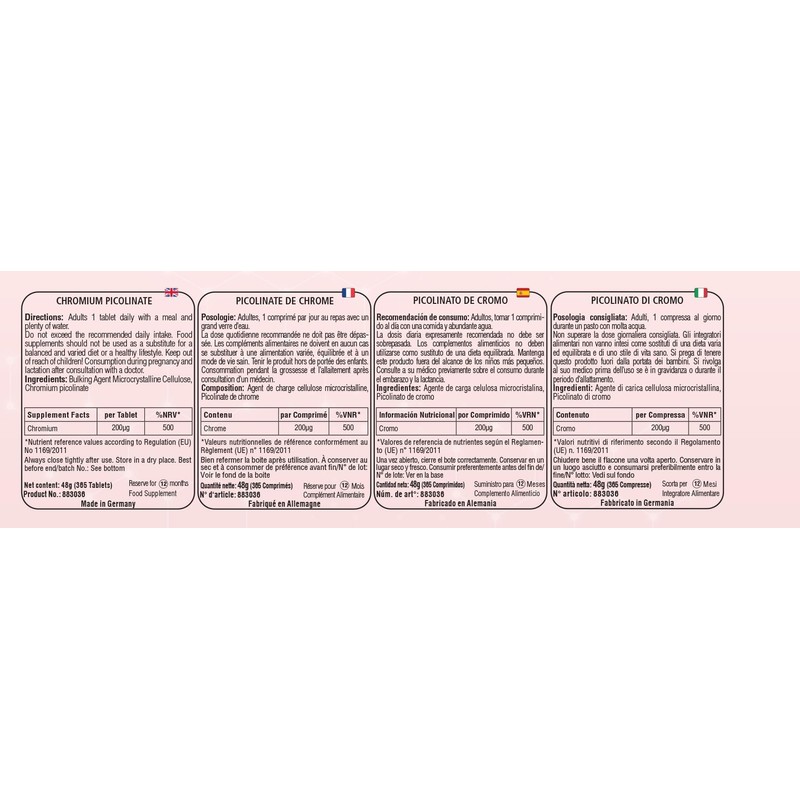 Chrompicolinat 200μg - 365 Tabletten - *normaler Blutzuckerspiegel - Hochdosiert