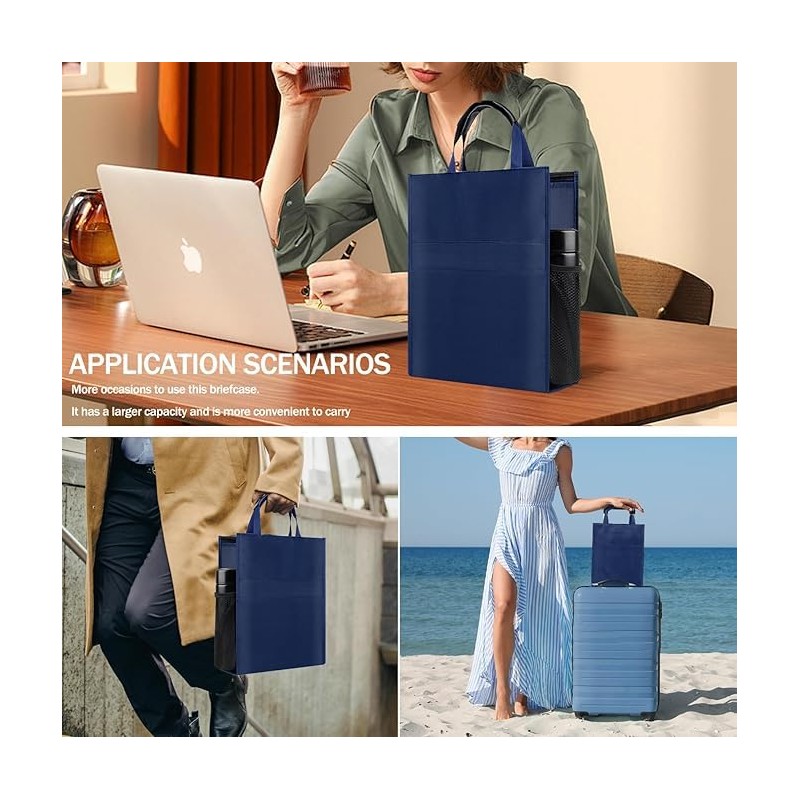 Oxford Document Bag,Waterproof File Bag Lightweight Document Bag with Leather
