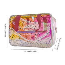 ONEART Waterproof PVC Cosmetic Bag - Clear Makeup Pouch for Travel Toiletry Organizer - Wrinkle-Resistant & Lightweight (1-Pack) (Holographic pink)