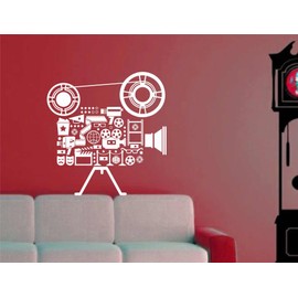 Retro Video Shooting Camera White Wall Sticker Size(59 61) cm