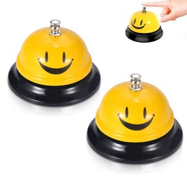 2Pcs Desk Call Bell, Call Service Bell 3.4 Inch Diameter Customer Service Bell,Desk Bell Service Bell for Hotels,Counter Restaurant,Table Kitchen Bar(Yellow)