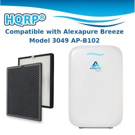 HQRP 2-Pack Filter Kit Compatible with Alexapure Breeze 3049 AP-B102 Air Purifier, AP-B103 AP-B104 Replacement, HEPA + Activated Carbon Pre-Filter