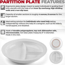 Providence - Plato con particiones a prueba de derrames (9 cm), color blanco, Blanco, Paquete de 3