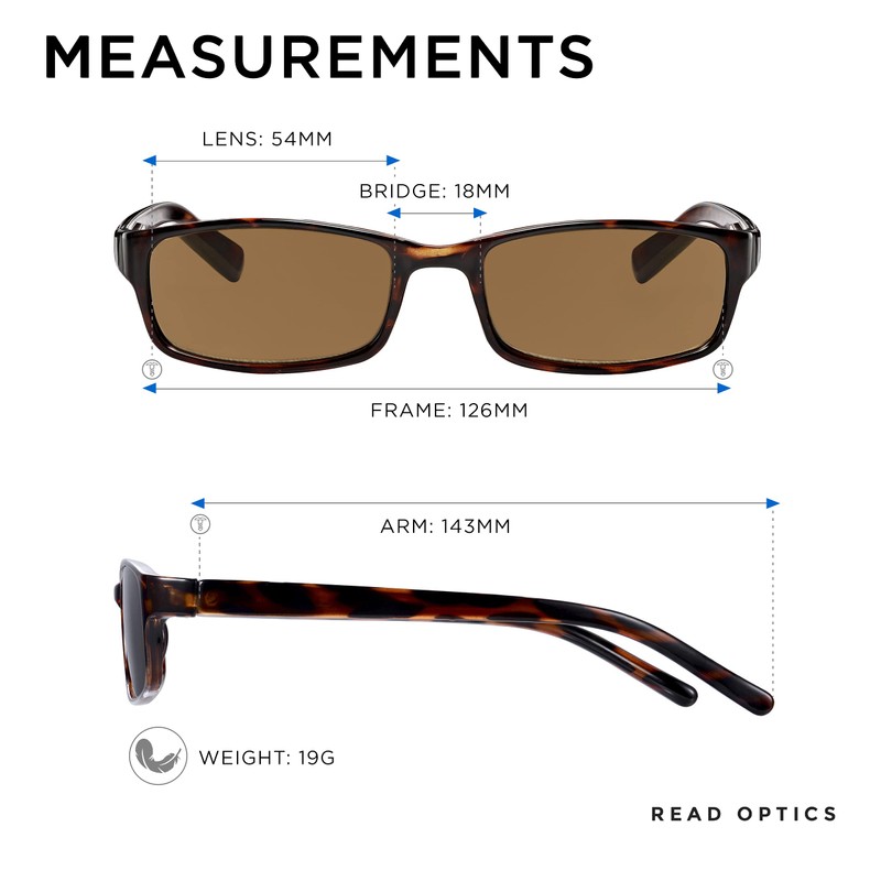 Read Optics Lesesonnenbrille mit Sehstärke 2.0, praktische Brille für den