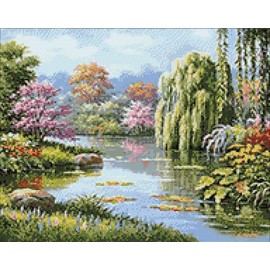 Diamond Painting kit for Creativity & Leisure, for Advanced Diamond Art Lovers Springs Hidden Pond WD090 14.93 x 14.93 inches Square Diamond Painting Rhinestones for Children 8+ and Adults