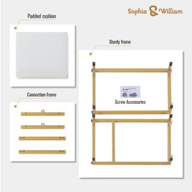 Sophia & William 24" Bar Stool White & Gold Counter Height Bar Stools,Modern PU Leather Backless Bar Chairs with Thick Cushion, Upholstered Counter Stools(White 1 Pack)