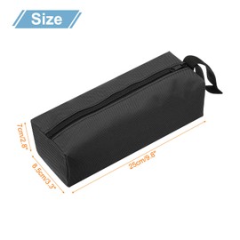 sourcing map 2pcs Zipper Utility Tool Bag 9.8x3.3x2.8 Inch Multi-purpose Oxford Cloth Tote Tool Pouch Small Organize Bags for Storage Tools, Black