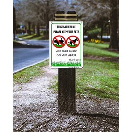 Eletina This is Our Home,Discreet, Polite, NO Poop, NO Pee,Pooping Be Respectful Dog Sign,Please Keep Your Pets And Their Waste Off Our Grass,Yard Aluminum Sign 8x12 Inches(2pack)